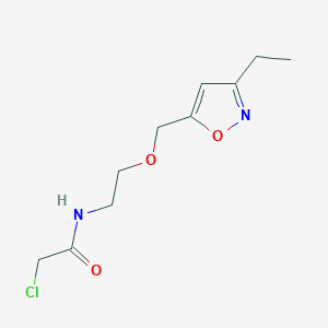 molecular formula C10H15ClN2O3 B2628172 2-Chloro-N-[2-[(3-ethyl-1,2-oxazol-5-yl)methoxy]ethyl]acetamide CAS No. 2411308-53-5