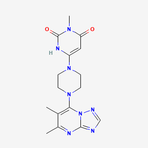molecular formula C16H20N8O2 B2628173 6-(4-(5,6-dimethyl-[1,2,4]triazolo[1,5-a]pyrimidin-7-yl)piperazin-1-yl)-3-methylpyrimidine-2,4(1H,3H)-dione CAS No. 2320209-16-1