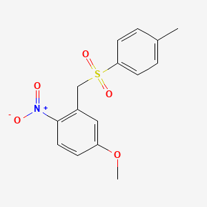 molecular formula C15H15NO5S B2628179 4-Methoxy-2-{[(4-methylphenyl)sulfonyl]methyl}-1-nitrobenzene CAS No. 109005-38-1
