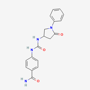 molecular formula C18H18N4O3 B2628185 4-(3-(5-Oxo-1-phenylpyrrolidin-3-yl)ureido)benzamide CAS No. 894010-35-6
