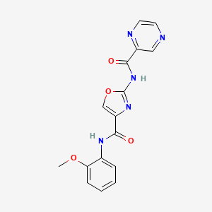 molecular formula C16H13N5O4 B2628186 N-(2-methoxyphenyl)-2-(pyrazine-2-carboxamido)oxazole-4-carboxamide CAS No. 1396758-55-6