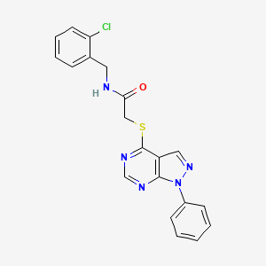 molecular formula C20H16ClN5OS B2628190 N-[(2-chlorophenyl)methyl]-2-({1-phenyl-1H-pyrazolo[3,4-d]pyrimidin-4-yl}sulfanyl)acetamide CAS No. 893932-96-2