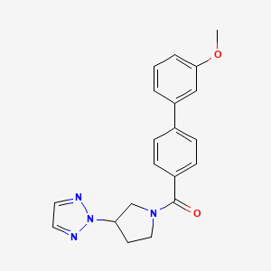 molecular formula C20H20N4O2 B2628192 (3-(2H-1,2,3-triazol-2-yl)pyrrolidin-1-yl)(3'-methoxy-[1,1'-biphenyl]-4-yl)methanone CAS No. 2034250-00-3