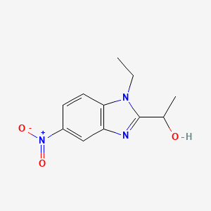 molecular formula C11H13N3O3 B2628197 1-(1-ethyl-5-nitro-1H-benzimidazol-2-yl)ethanol CAS No. 1020046-25-6