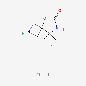 molecular formula C8H13ClN2O2 B2628200 11-oxa-2,9-diazadispiro[3.0.3^{5}.3^{4}]undecan-10-one hydrochloride CAS No. 2225142-04-9