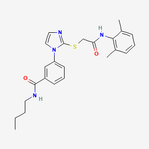 molecular formula C24H28N4O2S B2628202 N-butyl-3-[2-({[(2,6-dimethylphenyl)carbamoyl]methyl}sulfanyl)-1H-imidazol-1-yl]benzamide CAS No. 1115336-25-8