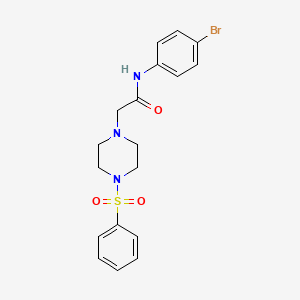 molecular formula C18H20BrN3O3S B2628205 2-[4-(benzenesulfonyl)piperazin-1-yl]-N-(4-bromophenyl)acetamide CAS No. 691398-68-2