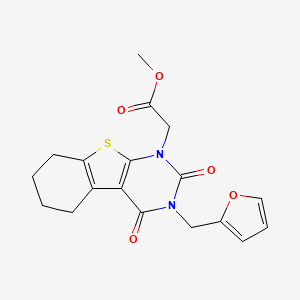 molecular formula C18H18N2O5S B2628224 methyl 2-{4-[(furan-2-yl)methyl]-3,5-dioxo-8-thia-4,6-diazatricyclo[7.4.0.0^{2,7}]trideca-1(9),2(7)-dien-6-yl}acetate CAS No. 824955-78-4