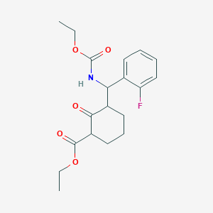 molecular formula C19H24FNO5 B2628227 Ethyl 3-[[(ethoxycarbonyl)amino](2-fluorophenyl)methyl]-2-oxocyclohexanecarboxylate CAS No. 1005188-42-0