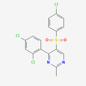 molecular formula C17H11Cl3N2O2S B2628236 4-Chlorophenyl 4-(2,4-dichlorophenyl)-2-methyl-5-pyrimidinyl sulfone CAS No. 400089-30-7