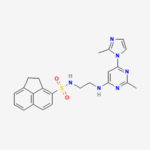 molecular formula C23H24N6O2S B2628248 N-(2-((2-methyl-6-(2-methyl-1H-imidazol-1-yl)pyrimidin-4-yl)amino)ethyl)-1,2-dihydroacenaphthylene-3-sulfonamide CAS No. 1170301-59-3