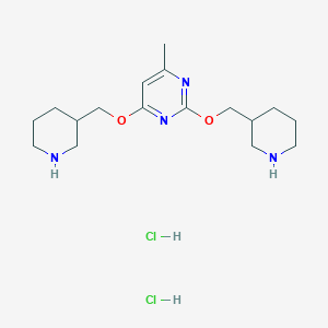 molecular formula C17H30Cl2N4O2 B2628260 4-Methyl-2,6-bis(piperidin-3-ylmethoxy)pyrimidine dihydrochloride CAS No. 1289388-29-9