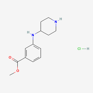 molecular formula C13H19ClN2O2 B2628272 Methyl 3-[(piperidin-4-yl)amino]benzoate hydrochloride CAS No. 1421603-52-2