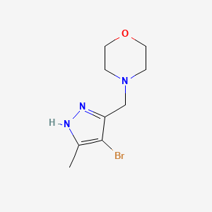 molecular formula C9H14BrN3O B2628293 4-[(4-bromo-3-methyl-1H-pyrazol-5-yl)methyl]morpholine CAS No. 168476-27-5