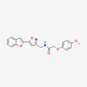 molecular formula C21H18N2O5 B2628300 N-((5-(benzofuran-2-yl)isoxazol-3-yl)methyl)-2-(4-methoxyphenoxy)acetamide CAS No. 1105206-24-3