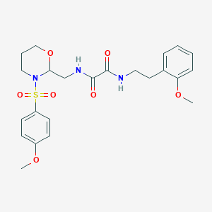 molecular formula C23H29N3O7S B2628313 N-{[3-(4-methoxybenzenesulfonyl)-1,3-oxazinan-2-yl]methyl}-N'-[2-(2-methoxyphenyl)ethyl]ethanediamide CAS No. 872880-72-3