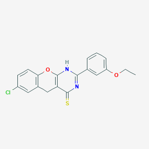 molecular formula C19H15ClN2O2S B2628320 7-chloro-2-(3-ethoxyphenyl)-3H,4H,5H-chromeno[2,3-d]pyrimidine-4-thione CAS No. 902938-87-8