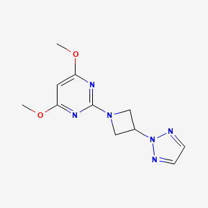 molecular formula C11H14N6O2 B2628323 4,6-dimethoxy-2-[3-(2H-1,2,3-triazol-2-yl)azetidin-1-yl]pyrimidine CAS No. 2415561-74-7