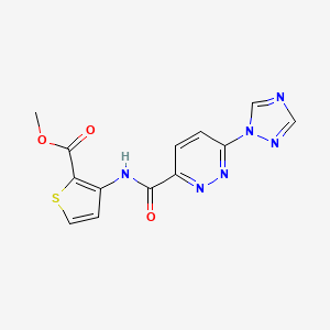 molecular formula C13H10N6O3S B2628332 methyl 3-(6-(1H-1,2,4-triazol-1-yl)pyridazine-3-carboxamido)thiophene-2-carboxylate CAS No. 1448043-53-5