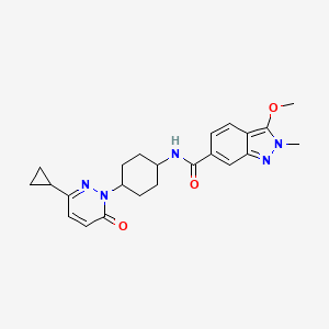 molecular formula C23H27N5O3 B2628348 N-[4-(3-cyclopropyl-6-oxo-1,6-dihydropyridazin-1-yl)cyclohexyl]-3-methoxy-2-methyl-2H-indazole-6-carboxamide CAS No. 2197903-43-6