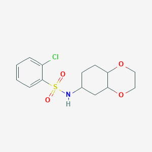 molecular formula C14H18ClNO4S B2628353 2-chloro-N-(octahydrobenzo[b][1,4]dioxin-6-yl)benzenesulfonamide CAS No. 1902933-29-2