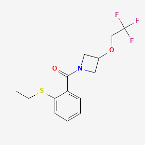 molecular formula C14H16F3NO2S B2628371 1-[2-(ethylsulfanyl)benzoyl]-3-(2,2,2-trifluoroethoxy)azetidine CAS No. 2034246-21-2