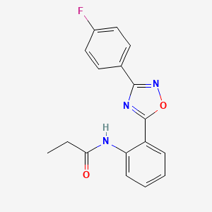 molecular formula C17H14FN3O2 B2628383 N-{2-[3-(4-fluorophenyl)-1,2,4-oxadiazol-5-yl]phenyl}propanamide CAS No. 1092341-16-6