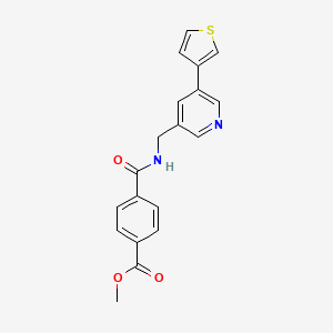molecular formula C19H16N2O3S B2628386 Methyl 4-(((5-(thiophen-3-yl)pyridin-3-yl)methyl)carbamoyl)benzoate CAS No. 1788852-13-0