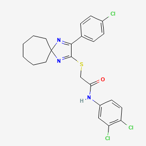 2-((3-(4-chlorophenyl)-1,4-diazaspiro[4.6]undeca-1,3-dien-2-yl)thio)-N-(3,4-dichlorophenyl)acetamide