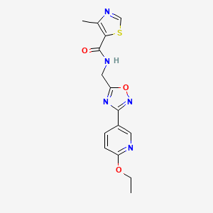 molecular formula C15H15N5O3S B2628412 N-((3-(6-ethoxypyridin-3-yl)-1,2,4-oxadiazol-5-yl)methyl)-4-methylthiazole-5-carboxamide CAS No. 2034507-16-7