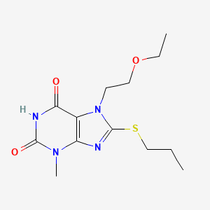 molecular formula C13H20N4O3S B2628424 7-(2-Ethoxyethyl)-3-methyl-8-propylsulfanylpurine-2,6-dione CAS No. 442864-96-2
