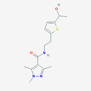 N-(2-(5-(1-hydroxyethyl)thiophen-2-yl)ethyl)-1,3,5-trimethyl-1H-pyrazole-4-carboxamide