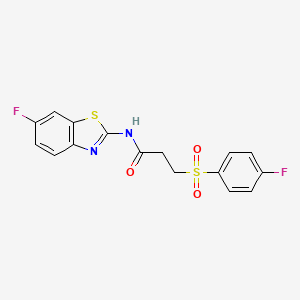 N-(6-fluorobenzo[d]thiazol-2-yl)-3-((4-fluorophenyl)sulfonyl)propanamide