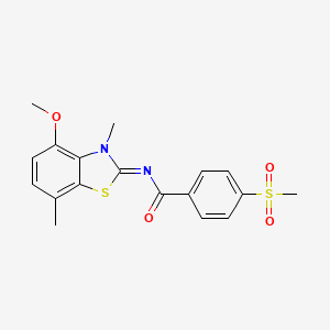 molecular formula C18H18N2O4S2 B2628434 4-methanesulfonyl-N-[(2Z)-4-methoxy-3,7-dimethyl-2,3-dihydro-1,3-benzothiazol-2-ylidene]benzamide CAS No. 896360-60-4