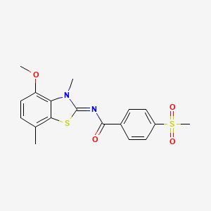 N-(4-methoxy-3,7-dimethyl-1,3-benzothiazol-2-ylidene)-4-methylsulfonylbenzamide