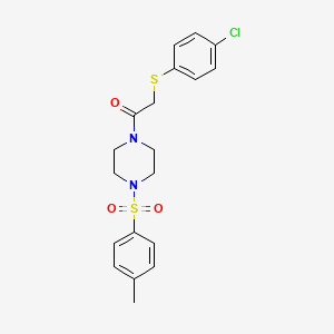 molecular formula C19H21ClN2O3S2 B2628439 2-[(4-chlorophenyl)sulfanyl]-1-[4-(4-methylbenzenesulfonyl)piperazin-1-yl]ethan-1-one CAS No. 683780-08-7
