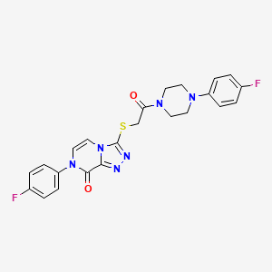 molecular formula C23H20F2N6O2S B2628445 7-(4-fluorophenyl)-3-((2-(4-(4-fluorophenyl)piperazin-1-yl)-2-oxoethyl)thio)-[1,2,4]triazolo[4,3-a]pyrazin-8(7H)-one CAS No. 1223815-90-4