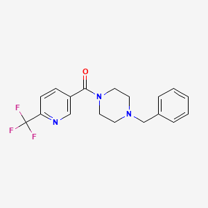 molecular formula C18H18F3N3O B2628454 1-Benzyl-4-[6-(trifluoromethyl)pyridine-3-carbonyl]piperazine CAS No. 1092346-34-3