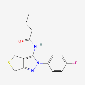 molecular formula C15H16FN3OS B2628456 N-[2-(4-fluorophenyl)-2H,4H,6H-thieno[3,4-c]pyrazol-3-yl]butanamide CAS No. 450342-63-9