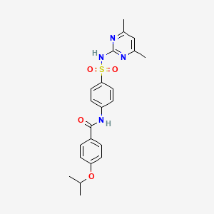 molecular formula C22H24N4O4S B2628460 N-(4-(N-(4,6-dimethylpyrimidin-2-yl)sulfamoyl)phenyl)-4-isopropoxybenzamide CAS No. 333747-27-6