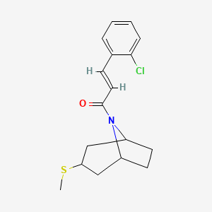 (E)-3-(2-chlorophenyl)-1-((1R,5S)-3-(methylthio)-8-azabicyclo[3.2.1]octan-8-yl)prop-2-en-1-one