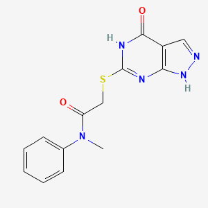 molecular formula C14H13N5O2S B2628482 N-methyl-2-((4-oxo-4,5-dihydro-1H-pyrazolo[3,4-d]pyrimidin-6-yl)thio)-N-phenylacetamide CAS No. 877630-61-0