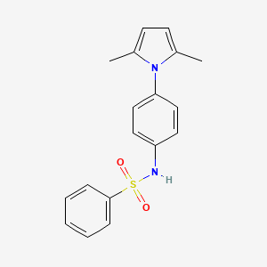 molecular formula C18H18N2O2S B2628492 N-[4-(2,5-dimethyl-1H-pyrrol-1-yl)phenyl]benzenesulfonamide CAS No. 866156-45-8