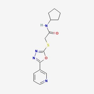 molecular formula C14H16N4O2S B2628495 N-cyclopentyl-2-{[5-(pyridin-3-yl)-1,3,4-oxadiazol-2-yl]sulfanyl}acetamide CAS No. 876577-44-5