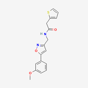 molecular formula C17H16N2O3S B2628496 N-((5-(3-methoxyphenyl)isoxazol-3-yl)methyl)-2-(thiophen-2-yl)acetamide CAS No. 953208-52-1