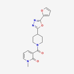 3-(4-(5-(furan-2-yl)-1,3,4-oxadiazol-2-yl)piperidine-1-carbonyl)-1-methylpyridin-2(1H)-one