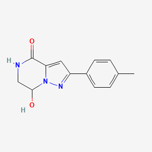 molecular formula C13H13N3O2 B2628505 7-hydroxy-2-(4-methylphenyl)-6,7-dihydropyrazolo[1,5-a]pyrazin-4(5H)-one CAS No. 1454587-77-9