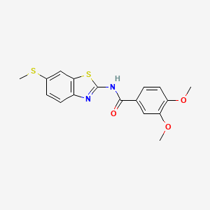 molecular formula C17H16N2O3S2 B2628508 3,4-dimethoxy-N-(6-(methylthio)benzo[d]thiazol-2-yl)benzamide CAS No. 922572-82-5
