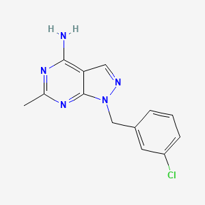 molecular formula C13H12ClN5 B2628513 1-[(3-chlorophenyl)methyl]-6-methyl-1H-pyrazolo[3,4-d]pyrimidin-4-amine CAS No. 1513704-28-3