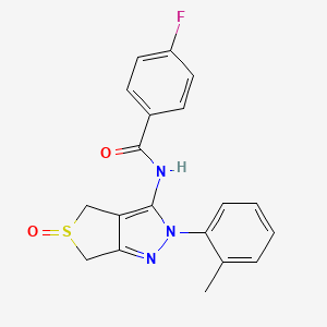 molecular formula C19H16FN3O2S B2628521 4-氟-N-[2-(2-甲基苯基)-5-氧代-4,6-二氢噻吩[3,4-c]吡唑-3-基]苯甲酰胺 CAS No. 1008436-79-0